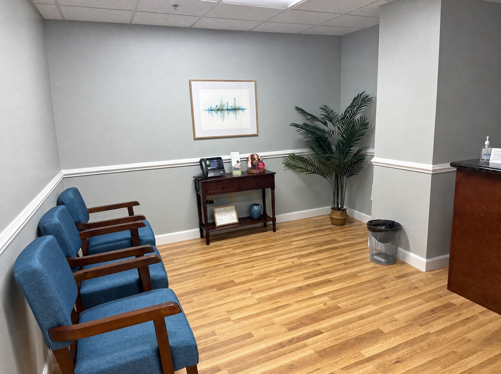 Patient waiting area at Anne Arundel Audiology, where hearing tests are performed in Glen Burnie, MD