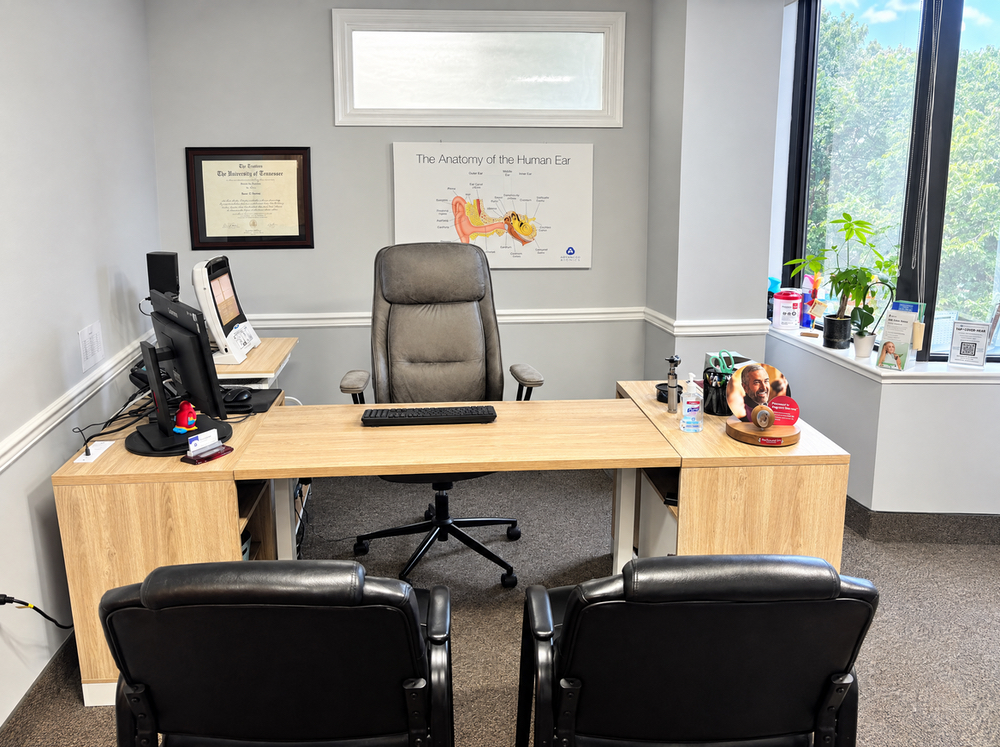 Consultation office where Dr. Britney Ometz, Au.D. meets with veterans at Anne Arundel Audiology in Glen Burnie, MD